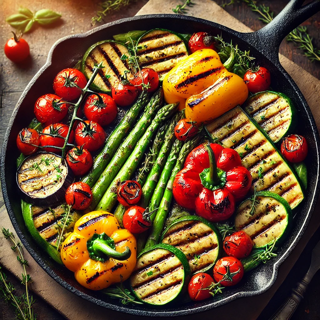Healthy tasty vegetables grilled pan