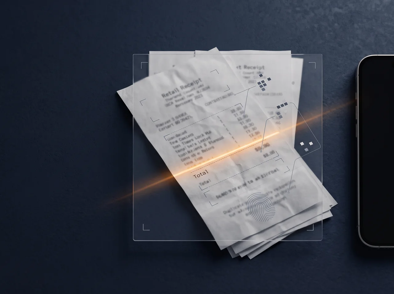 Kassenbon während der digitalen OCR-Erkennung
