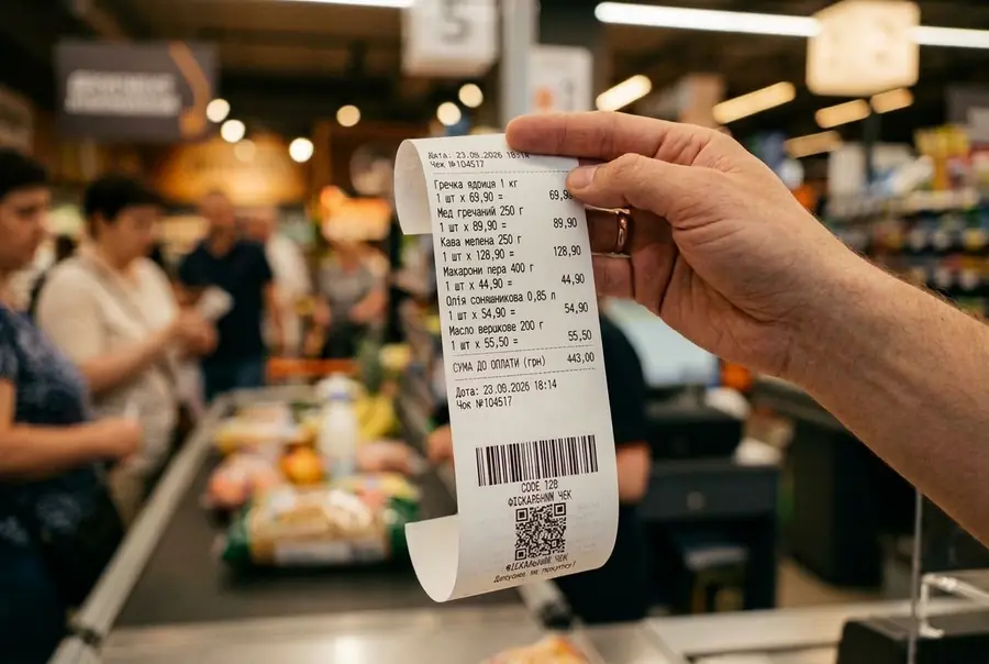 Einkaufsbon mit Produktpreisen