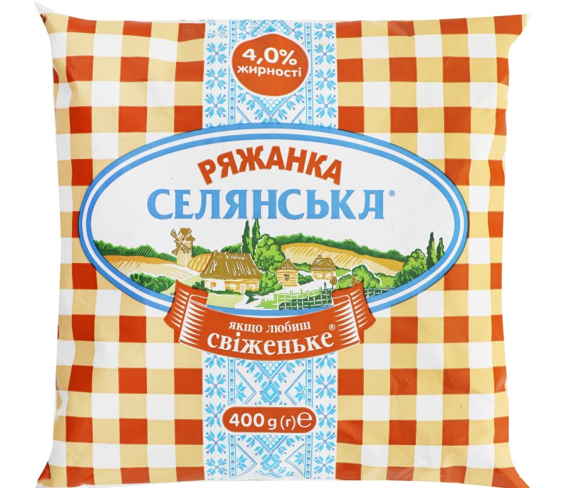 Ryazhenka Selyanska 4% Envase de película 400g