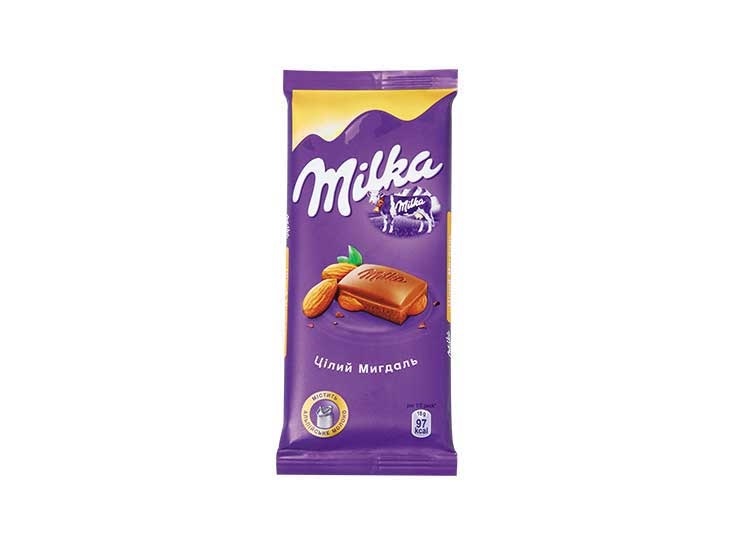 Image 2 of the Schokolade Milka Ganze Mandel Milch weiche Verpackung 90g product