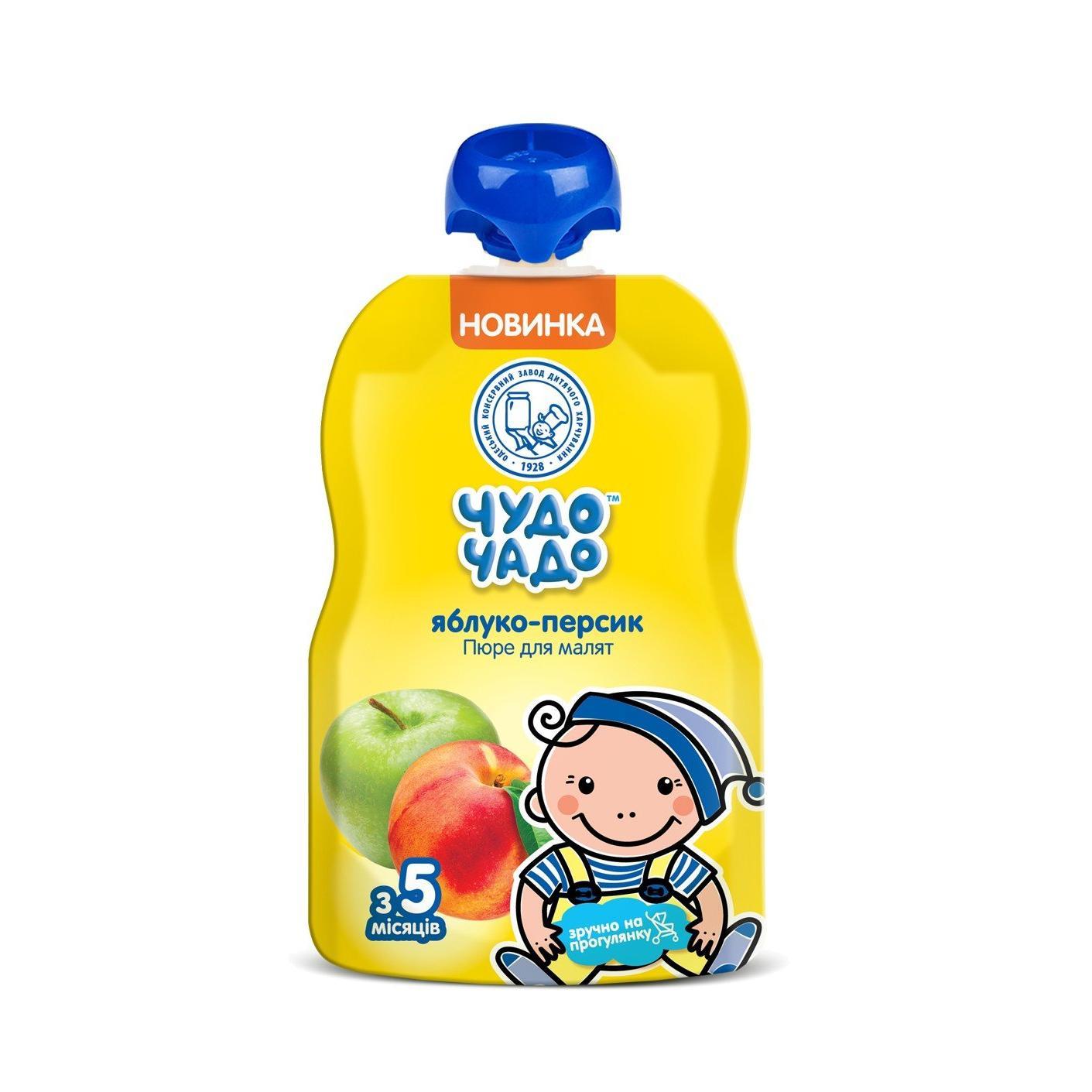 ピューレ Чудо Чадо りんご-もも 砂糖入り 90g