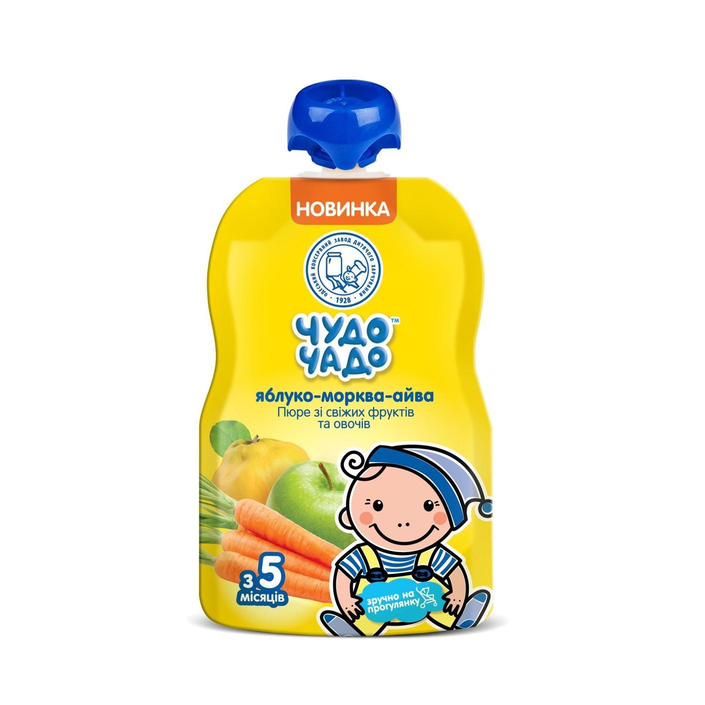 พิวเร่ Chudo Chado แอปเปิ้ล แครอท ควินซ์ พร้อมน้ำตาลสำหรับเด็ก 90กรัม