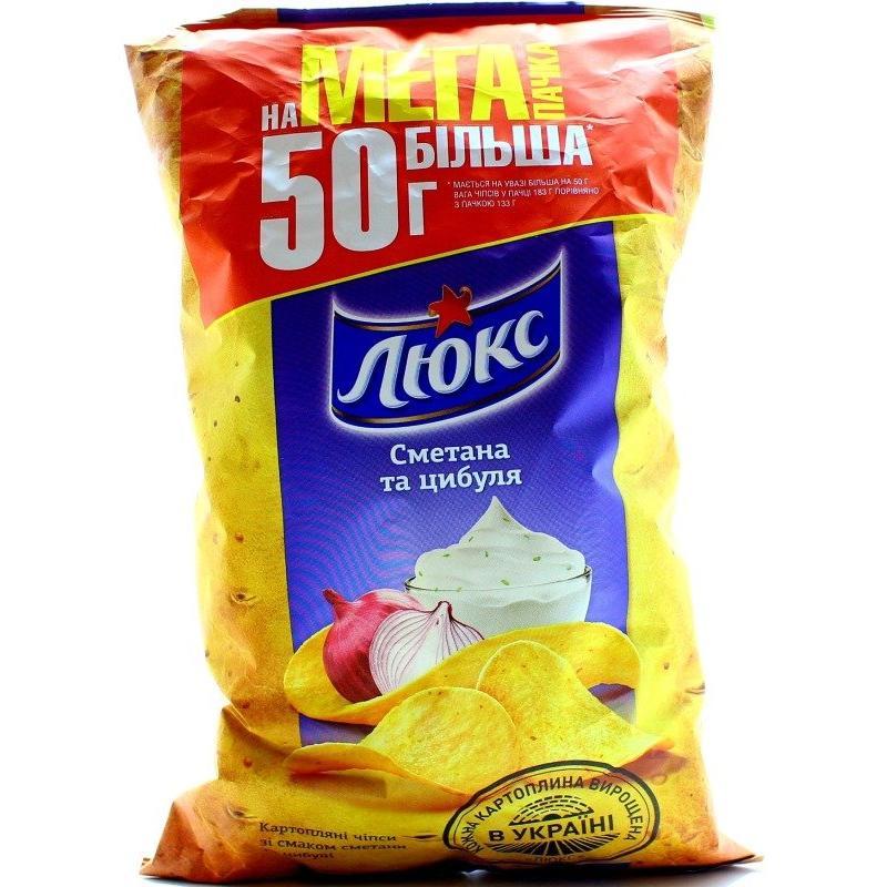 चिप्स लक्स खट्टा क्रीम और प्याज 183 ग्राम