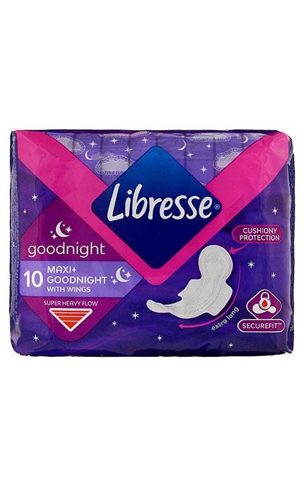 Serviettes hygiéniques LIBRESSE Goodnight Maxi+ 10 pcs
