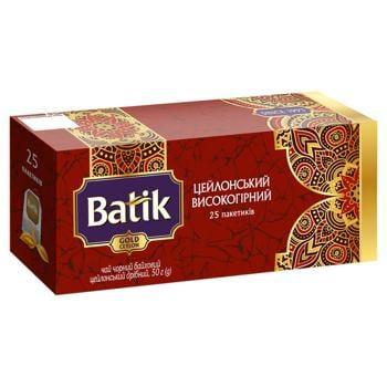 Thé Gold Batik Ceylan Haute Montagne Noir Feuilles Fines en Sachets 25x2g